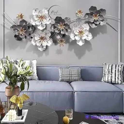 Black & White flower metal wall art